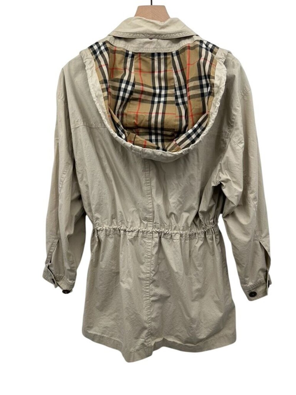 Vintage Burberry Utility Jacket Trench Coat Mid/Short Length Hood Nova Check - Picture 12 of 16